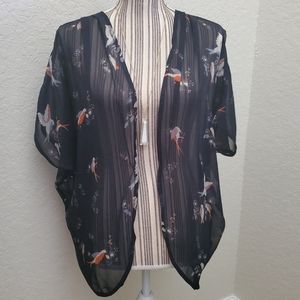 AMERICAN RAG NAVY BLUE SILKY KIMONO/coverup SZ XS